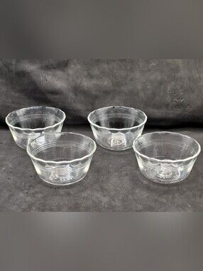 Vintage Pyrex Clear Glass Custard Cups Set of 4 Scalloped Ramekins 6oz 463